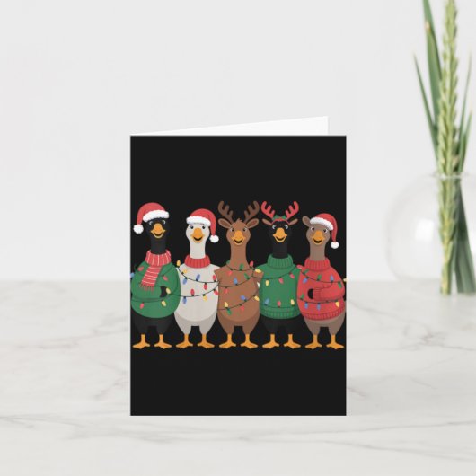 Womens Christmas Lights Goose Santa Funny Xmas Duc Karte (Vorderseite)