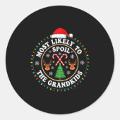 Womens Christmas Party Most Likely To Sil The Gran Runder Aufkleber (Vorderseite)