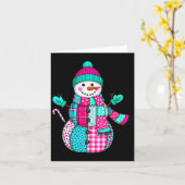 Womens Christmas Patchwork Snowman Preppy Retro Me Karte (Gelbe Blume)