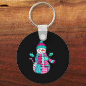 Womens Christmas Patchwork Snowman Preppy Retro Me Schlüsselanhänger (Vorderseite)