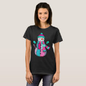 Womens Christmas Patchwork Snowman Preppy Retro Me T-Shirt (Vorne ganz)