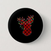 Womens Christmas Red Buffalo Plaid Reindeer Xmas L Button (Vorderseite)