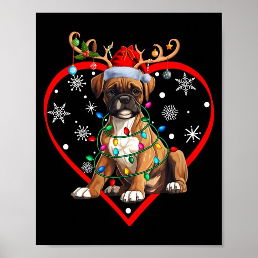 Womens Christmas Reindeer Santa Love Boxer Lovers  Poster (Vorne)
