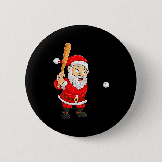 Womens Christmas Santa Playing Baseball Xmas Funny Button (Vorderseite)