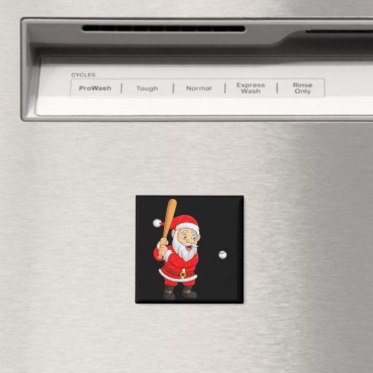 Womens Christmas Santa Playing Baseball Xmas Funny Magnet (In Situ (Geschirrspüler))