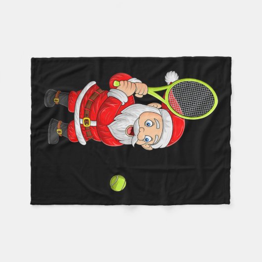 Womens Christmas Santa Playing Tennis Xmas Funny S Fleecedecke (Vorderseite (Horizontal))