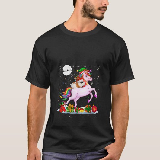Womens Christmas Santa Reindeer Guinea Pig Ridding T-Shirt (Vorderseite)