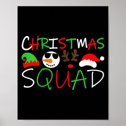 Womens Christmas Squad Reindeer Elf Santa Snowman Poster (Vorne)