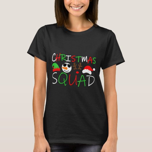 Womens Christmas Squad Reindeer Elf Santa Snowman T-Shirt (Vorderseite)