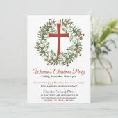 Women's Church Christmas Party Wreath Einladung (Stehend Vorderseite)