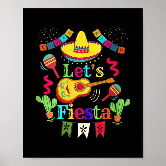 Womens Cinco De Mayo Mexican Guitar Cactus Lasse Poster (Vorne)