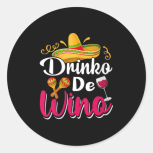 Womens Cinco De Mayo Sombrero Drinko De Wino V-nec Runder Aufkleber