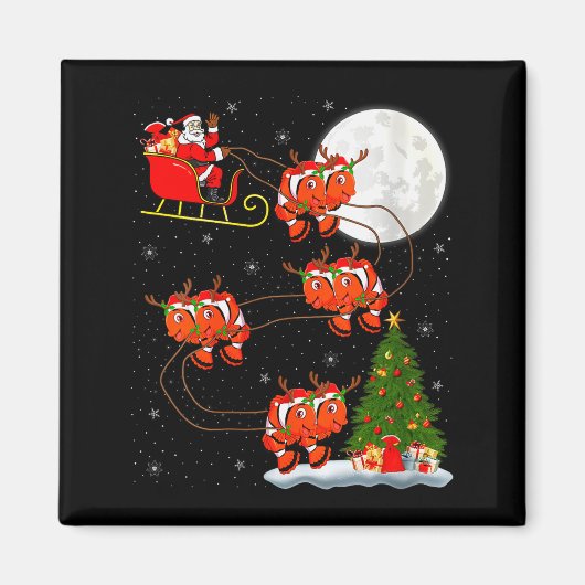 Womens Clown Fish Santa Sleigh Flying Funny Magica Magnet (Vorne)