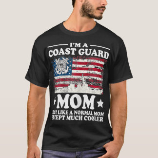 Womens Coast Guard Mom American Flag Military Fami T-Shirt