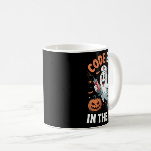 Womens Code Boo In The Icu Funny Medical Halloween Kaffeetasse (VorderseiteRechts)
