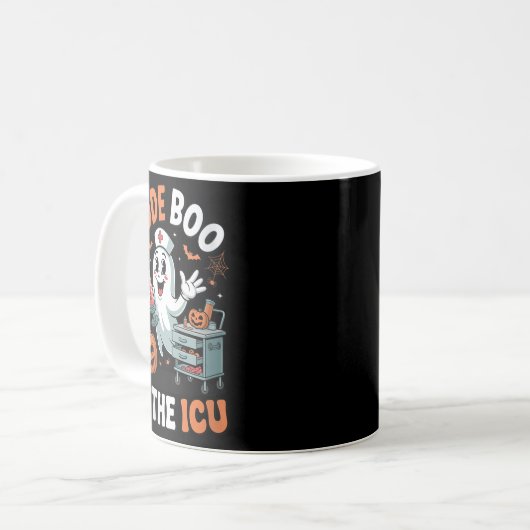 Womens Code Boo In The Icu Funny Medical Halloween Kaffeetasse (Vorderseite Links)