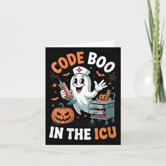 Womens Code Boo In The Icu Funny Medical Halloween Karte (Vorderseite)