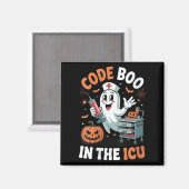Womens Code Boo In The Icu Funny Medical Halloween Magnet (Vorderseite/Rückseite)
