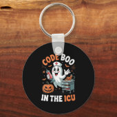 Womens Code Boo In The Icu Funny Medical Halloween Schlüsselanhänger (Vorderseite)