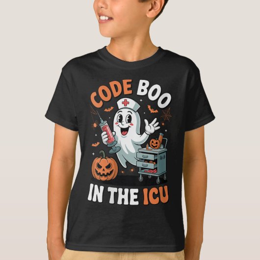 Womens Code Boo In The Icu Funny Medical Halloween T-Shirt (Vorderseite)
