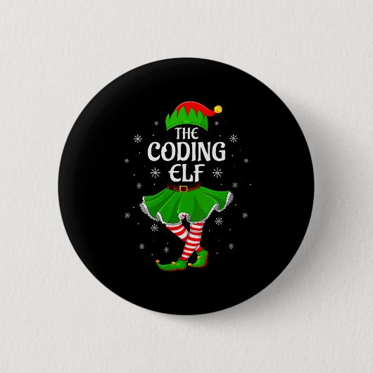 Womens Coding Elf Christmas Family Girls Women Elf Button (Vorderseite)