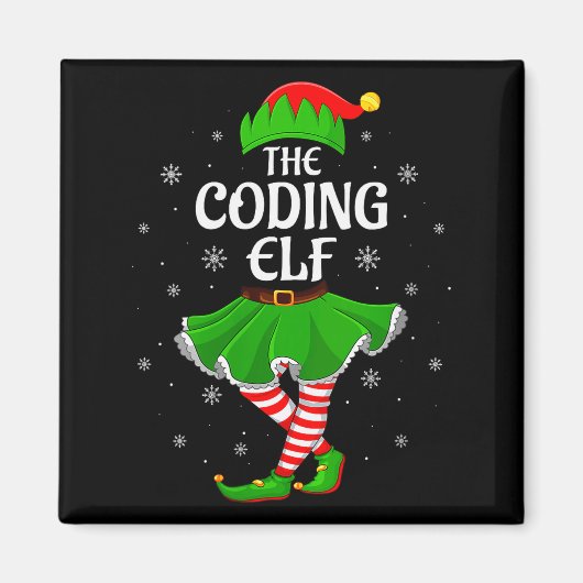 Womens Coding Elf Christmas Family Girls Women Elf Magnet (Vorne)