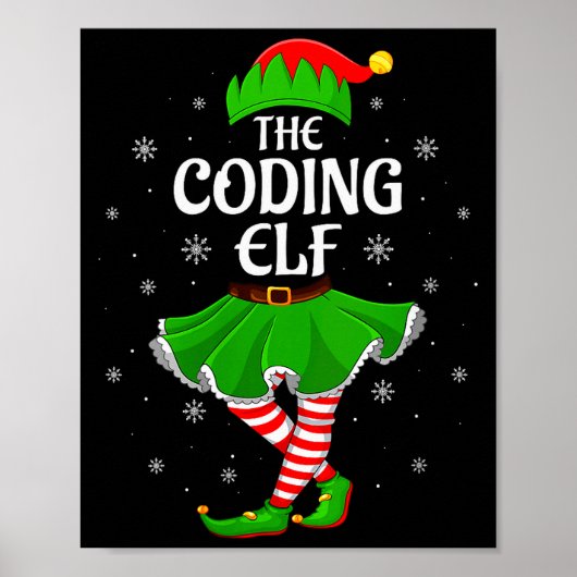 Womens Coding Elf Christmas Family Girls Women Elf Poster (Vorne)