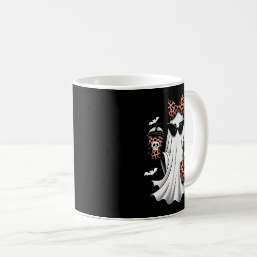 Womens Coquette Leopard Ghost Coffee Boo-jee Hallo Kaffeetasse (VorderseiteRechts)