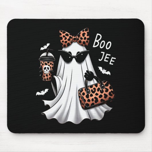 Womens Coquette Leopard Ghost Coffee Boo-jee Hallo Mousepad (Vorne)