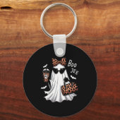 Womens Coquette Leopard Ghost Coffee Boo-jee Hallo Schlüsselanhänger (Vorderseite)