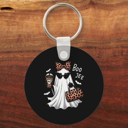Womens Coquette Leopard Ghost Coffee Boo-jee Hallo Schlüsselanhänger (Vorderseite)