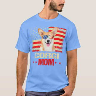 Womens Corgi Mama Usa Flag Hund Lover Mütter Tag16 T-Shirt