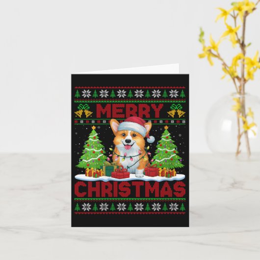 Womens Corgi Ugly Christmas Sweaters Funny Pet Dog Karte (Gelbe Blume)