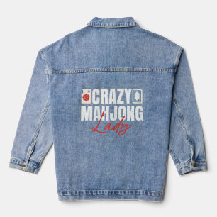 Womens Crazy Mahjong Lady Zitat für eine Mahjong L Jeansjacke