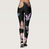 Women's Crystals & Moths Black Fashion Leggings (Rückseite)