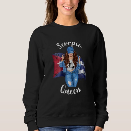 Womens Cuban Scorpio Queen Of Cuba Flag Zodiac Sym Sweatshirt (Vorderseite)