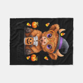 Womens Cute Cow Drinking Coffee Halloween Art V-ne Fleecedecke (Vorderseite (Horizontal))