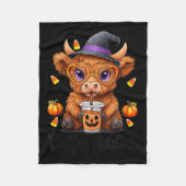 Womens Cute Cow Drinking Coffee Halloween Art V-ne Fleecedecke (Vorderseite)