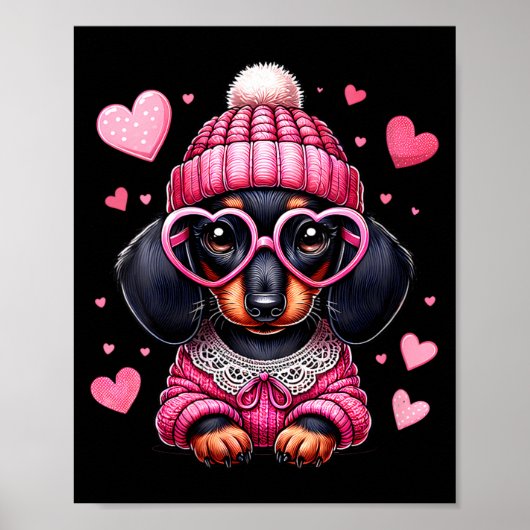 Women's Cute Dachshund Valentines Heart Dog Lover  Poster (Vorne)