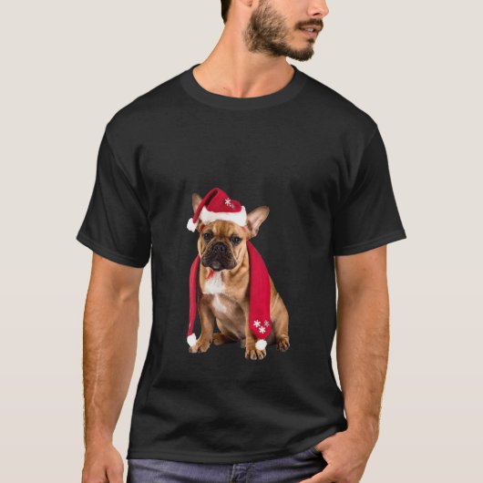 Womens Cute French Bulldog Santa Hat Image Christm T-Shirt (Vorderseite)