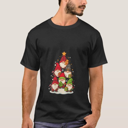 Womens Cute Gnomes Christmas Tree Funny Gnome Xmas T-Shirt (Vorderseite)