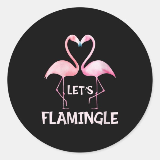 Womens Cute Let's Flamingle Nk Flamingo Summer Lov Runder Aufkleber (Vorderseite)