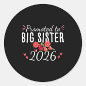 Womens Cute Promoted To Big Sister Est 2026 Floral Runder Aufkleber (Vorderseite)