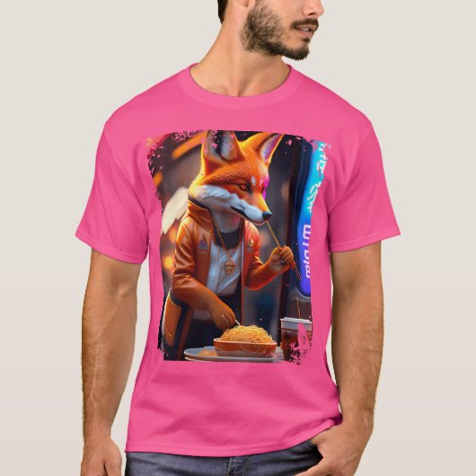 Womens Cyberpunk Vulpes Eating Ramen Anthro Fox Ar T-Shirt (Vorderseite)