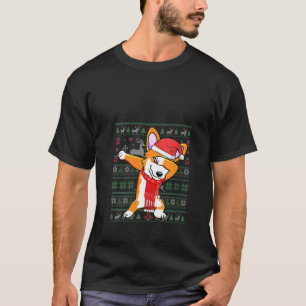 Womens Dabbing Corgi Ugly Weihnachtskraut Xmas T-Shirt