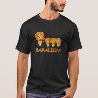 Womens Dabbing Mamalion Lion Mom of Triplets T-Shirt