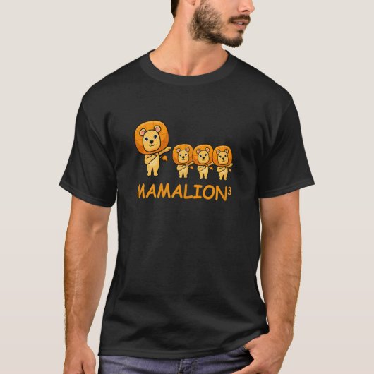 Womens Dabbing Mamalion Lion Mom of Triplets T-Shirt (Vorderseite)