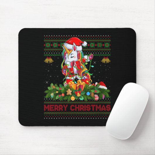 Womens Dabbing Unicorn Ugly Christmas Sweaters Fun Mousepad (Mit Mouse)