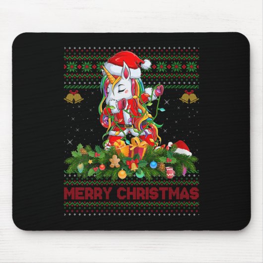 Womens Dabbing Unicorn Ugly Christmas Sweaters Fun Mousepad (Vorne)