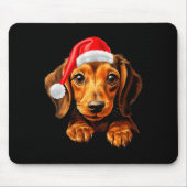 Womens Dachshund Dog Santa Claus Hat Christmas New Mousepad (Vorne)